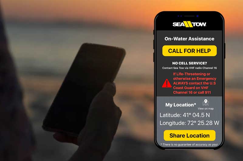 Phone with Sea Tow Boating App
